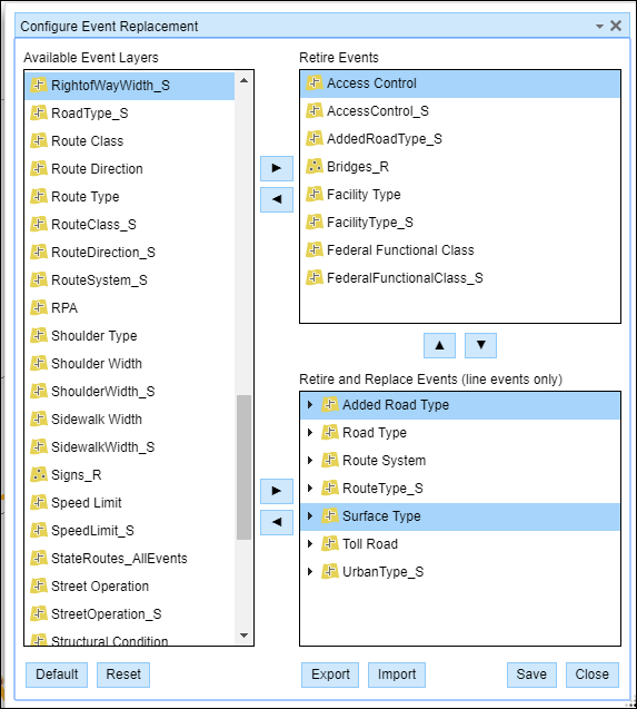 Event replacement configured Event replacement configured