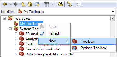 Creating a new toolbox in ArcCatalog Creating a new toolbox in ArcCatalog